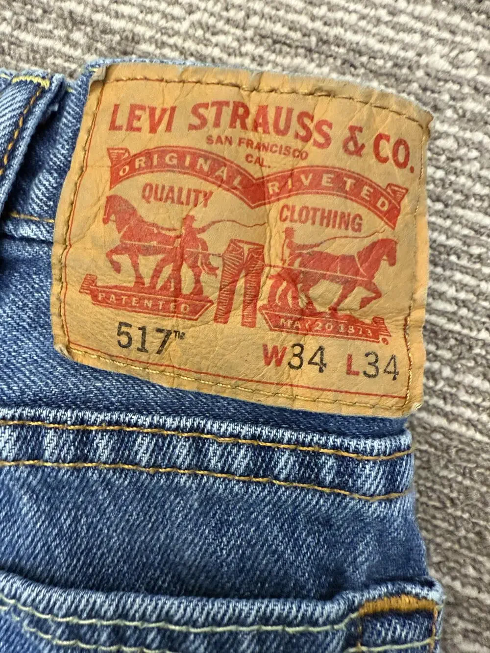 Levis 517 Jeans Mens 34x34 Blue Denim Bootcut Classic Fit Vintage Style 517 Tag